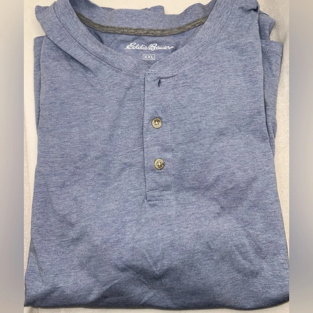 Men’s Eddie Bauer Blue Crew Neck Polo Shirt XXL - Picture 2 of 5